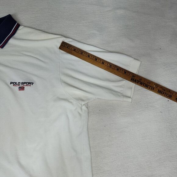 Vintage Polo Sport Ralph Lauren Mens Size L White Retro Preppy Made In USA Y2k - Picture 4 of 16